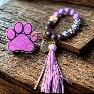 Pink Paw Keychain with Tassel